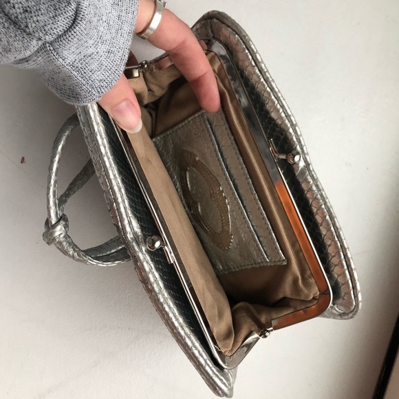 Elle Tahari Silver Metallic Evening Clutch - Picture 6 of 6